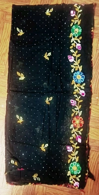 Beautiful Women's Rajasthani Traditional Ganga Embroidery Designs Dupatta  - Black, 2.10