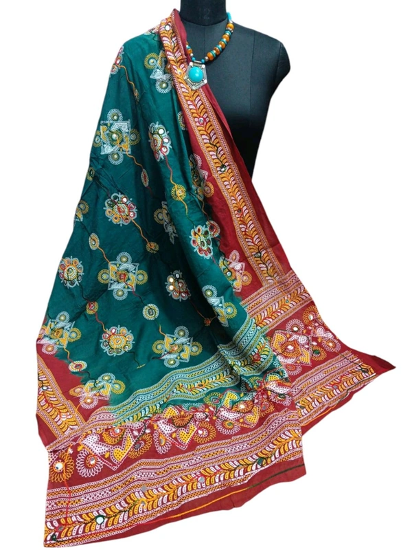 Beautiful Women' Aari Embroidery Work Design Dupatta  - Blue Stone, 2.2
