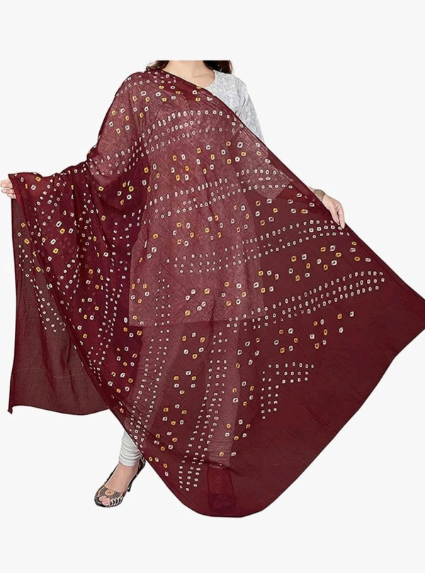 Beautiful Handloom Handmade Tie And Dai Traditional Pure Cotton Bandhani Dupatta  - Solid Pink, 2.20