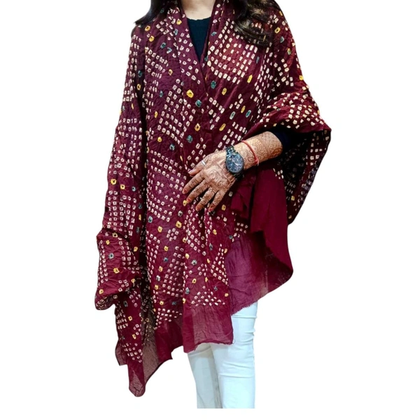 Beautiful Handloom Handmade Tie And Dai Traditional Pure Cotton Bandhani Dupatta  - Solid Pink, 2.20
