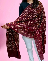 Beautiful Handloom Handmade Tie And Dai Traditional Pure Cotton Bandhani Dupatta  - Solid Pink, 2.20