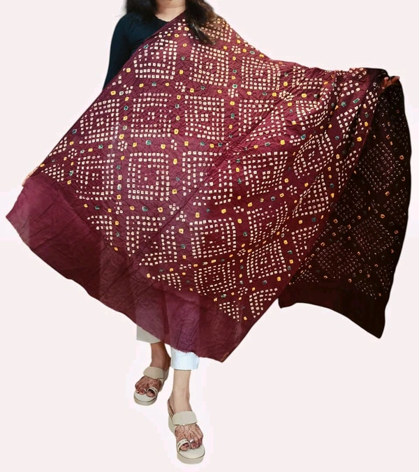 Beautiful Handloom Handmade Tie And Dai Traditional Pure Cotton Bandhani Dupatta  - Solid Pink, 2.20