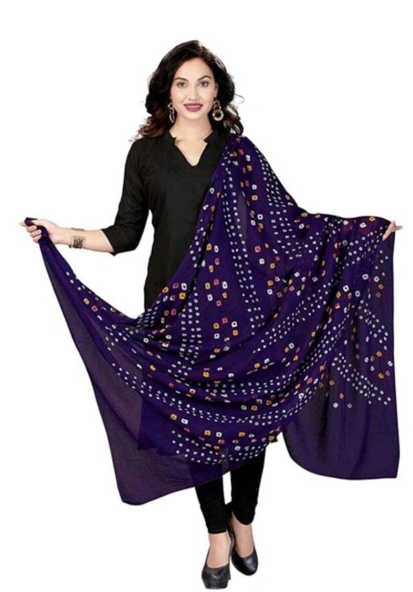 Beautiful Handloom Hand Made Tie And Die Traditional Pure Cotton Bandhani Dupatta  - Pigment Indigo, 2.20