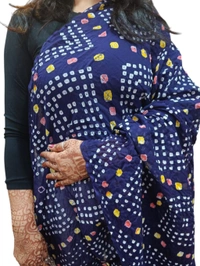 Beautiful Handloom Hand Made Tie And Die Traditional Pure Cotton Bandhani Dupatta  - Pigment Indigo, 2.20