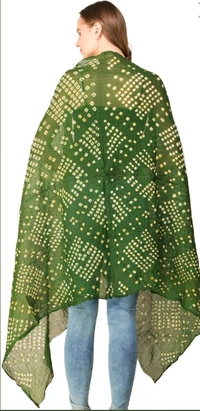 Beautiful Handloom Hand Made Tie And Dye Pure Cotton Bandhani Dupatta  - Limeade, 2.20