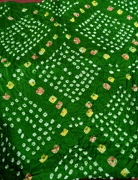 Beautiful Handloom Hand Made Tie And Dye Pure Cotton Bandhani Dupatta  - Limeade, 2.20