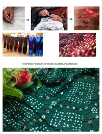 Beautiful Handloom Hand Made Tie And Dye Traditional Pure Cotton Bandhani Dupatta  - bottle green, 2.20