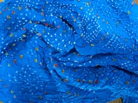 Beautiful Handloom Hand Made Tie And Dye Pure Cotton Bandhani Dupatta  - Azure Radiance, 2.20