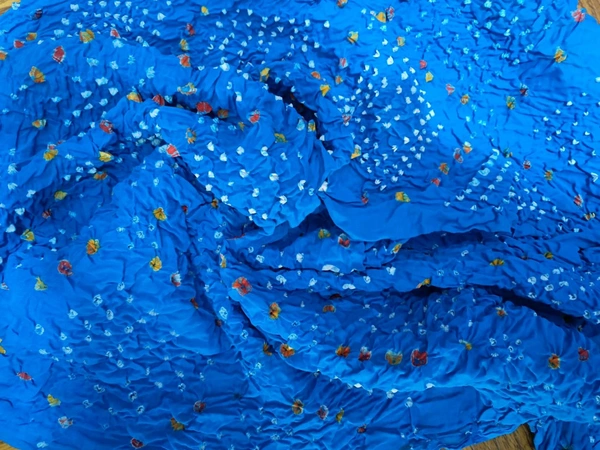 Beautiful Handloom Hand Made Tie And Dye Pure Cotton Bandhani Dupatta  - Azure Radiance, 2.20