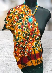 Elegant Hand Made Batik Pure Cotton Tie And Dye Bandhani Dupatta  - Amber, 2.20