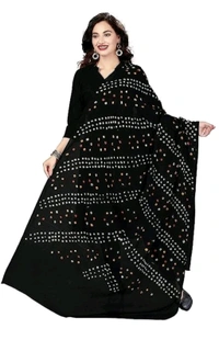 Beautiful Hand Made Tie And Dye Handloom Pure Cotton Bandhani Dupatta  - Black, 2.20