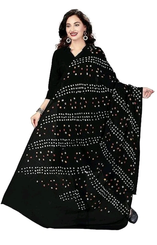 Beautiful Hand Made Tie And Dye Handloom Pure Cotton Bandhani Dupatta  - Black, 2.20