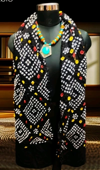 Beautiful Hand Made Tie And Dye Handloom Pure Cotton Bandhani Dupatta  - Black, 2.20