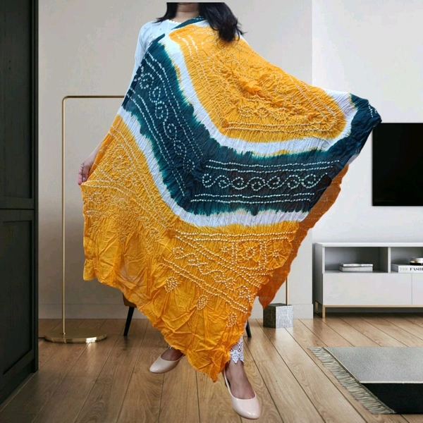 Beautiful Hand Made Tie And Dye Handloom Bandhani Dupatta  - Web Orange, 2.2.