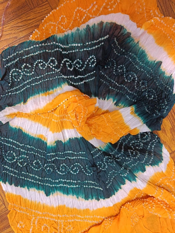 Beautiful Hand Made Tie And Dye Handloom Bandhani Dupatta  - Web Orange, 2.2.