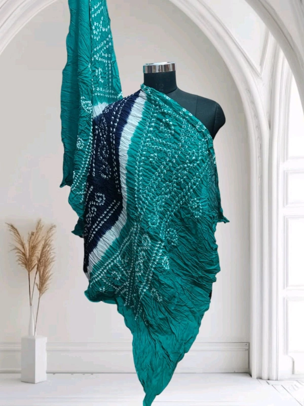 Beautiful Handloom Hand Made Tie And Dye Bandhni Dupatta  - Eastern Blue, 2.25
