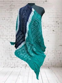 Beautiful Handloom Hand Made Tie And Dye Bandhni Dupatta  - Eastern Blue, 2.25
