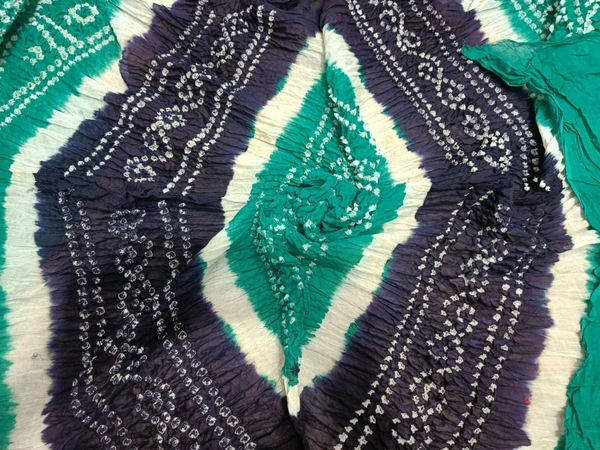 Beautiful Handloom Hand Made Tie And Dye Bandhni Dupatta  - Eastern Blue, 2.25