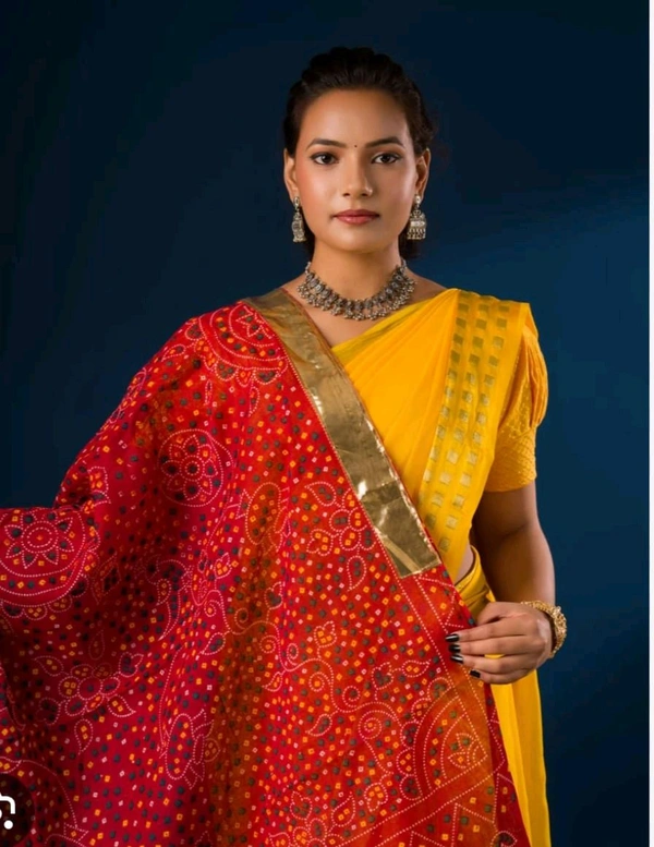 Ethnic Pure Cotton Bandhani Lampa Chunri  - Guardsman Red