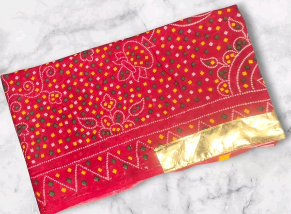 Ethnic Pure Cotton Bandhani Lampa Chunri  - Guardsman Red