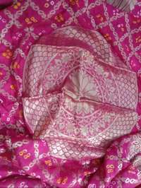 Ethnic Tie And Dye Traditional Rani Pink Banarasi Bandhej Gharchola Soft Silk Dupatta - Hollywood Cerise, 2.5