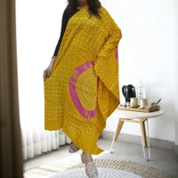 Handloom Hand Made Tie And Dye Bandhni Dupatta  - Web Orange