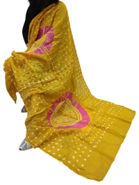 Handloom Hand Made Tie And Dye Bandhni Dupatta  - Web Orange