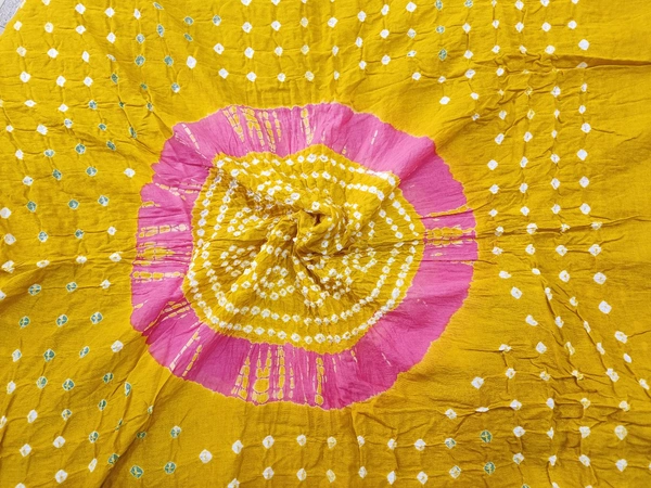 Handloom Hand Made Tie And Dye Bandhni Dupatta  - Web Orange