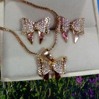 Elegance Anti Tarnish Gold Plated American Diamond Butterfly Pendal Set