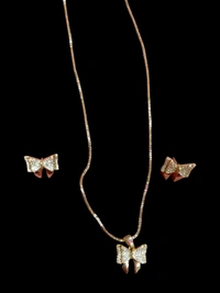 Elegance Anti Tarnish Gold Plated American Diamond Butterfly Pendal Set