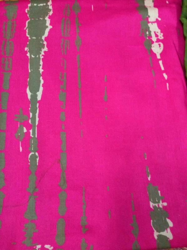 Elegant Celebrity Collection Cotton Cambric Batik Printed Unstitched 3pics Suit Set  - Rose, Free Size