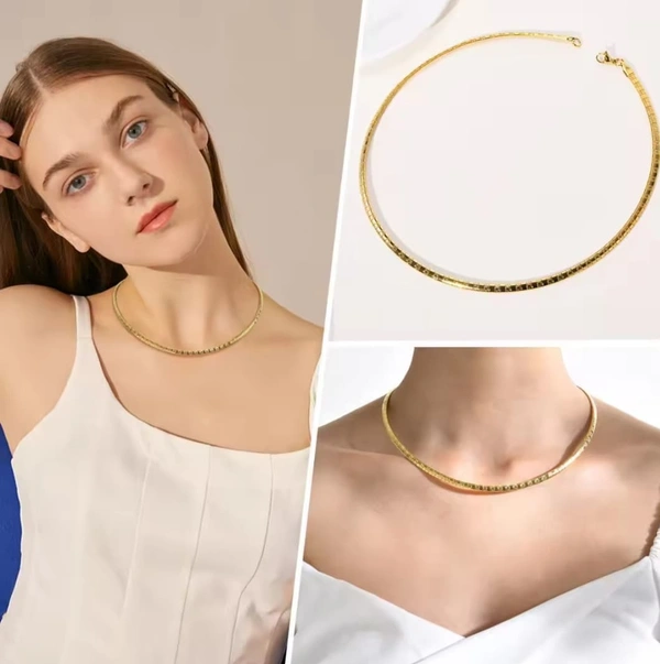 Stainless Steel Torques, Collar Necklace For Women, Round Snake Chain Vantage Jewelry