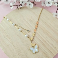 Anti Tarnish Micro Gold Plated Butterfly Pearl Necklace