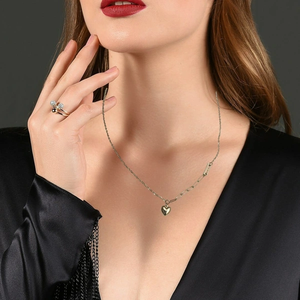 Anti Tarnish "H" Letter Gold Plated Heart Pendant Necklace 