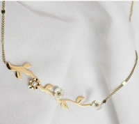 Flower & Leaf Design Golden Necklace 