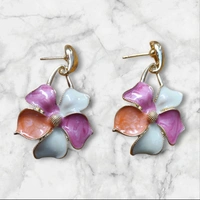 Gold Plated Coloured Flower Shape Earring  