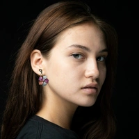 Gold Plated Coloured Flower Shape Earring  