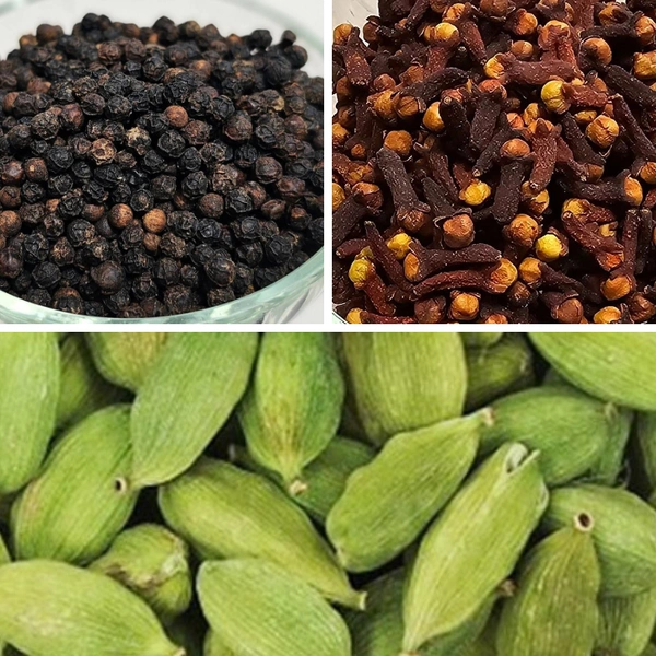 Green Cardamom, Black Pepper, Cloves Combo