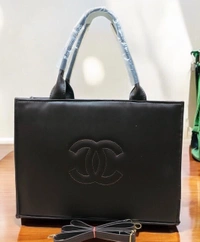 Classic Green Chanel Tote with Embossed Logo