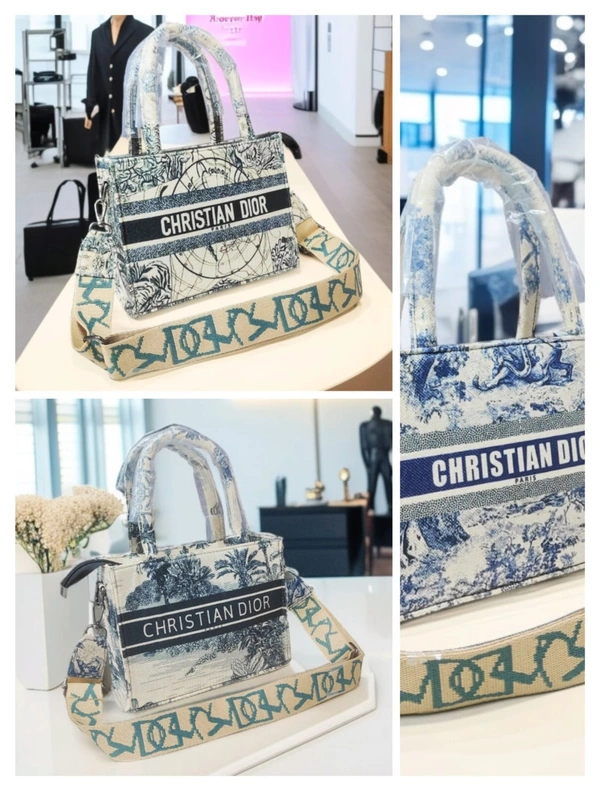 Christian Dior Blue Toile de Jouy Embroidered Mini Tote – Signature Elegance