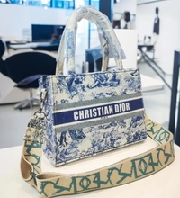 Christian Dior Blue Toile de Jouy Embroidered Mini Tote – Signature Elegance