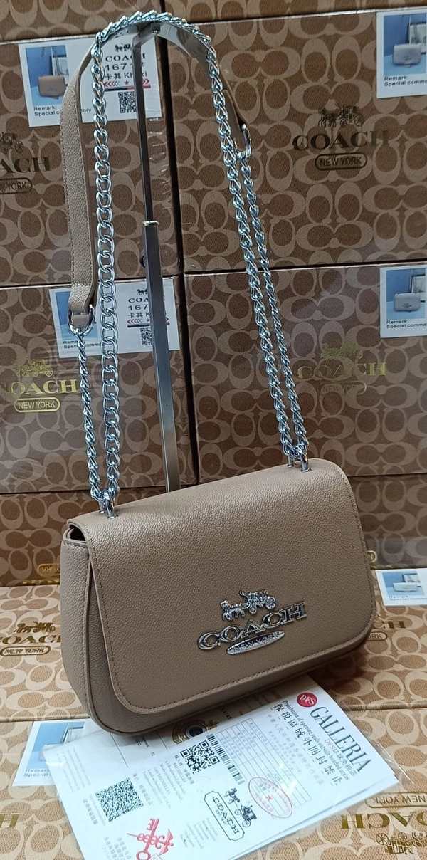 Tan Coach Chain Shoulder Bag