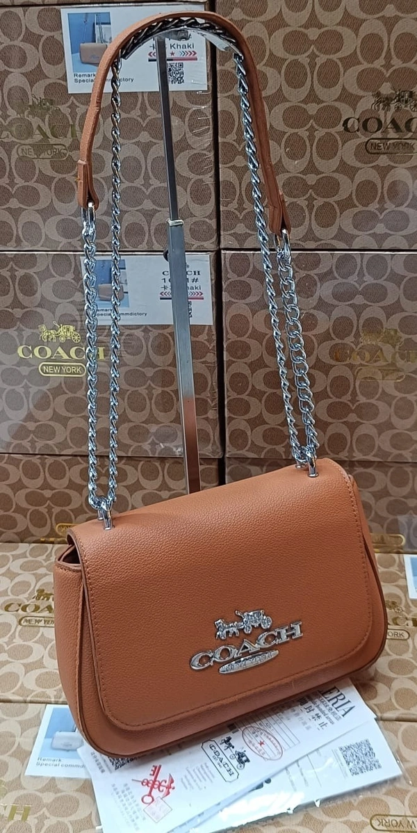 Tan Coach Chain Shoulder Bag