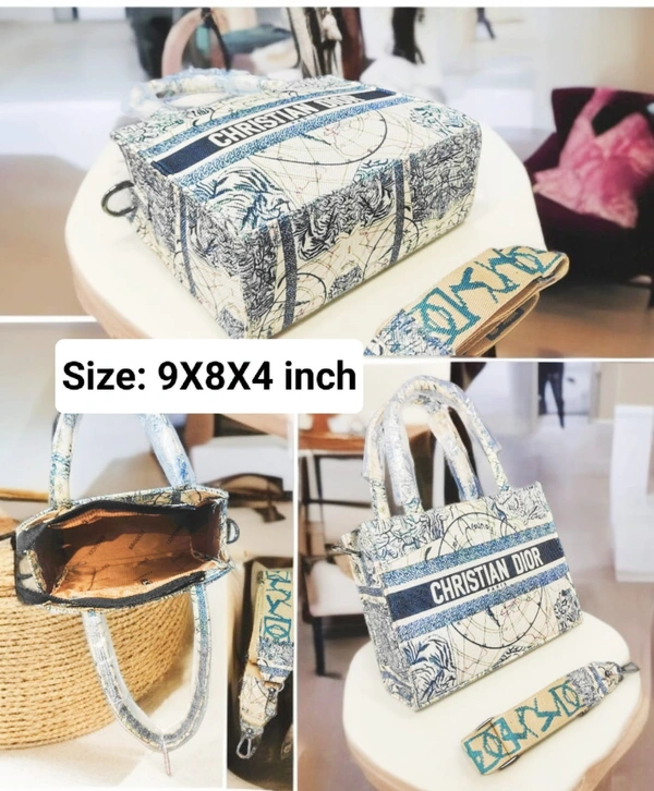 Christian Dior Blue Toile de Jouy Embroidered Mini Tote – Signature Elegance