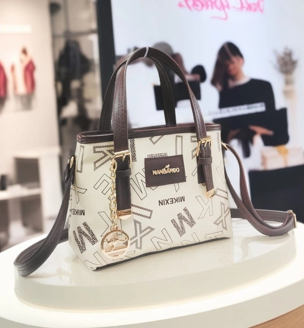 Handardo Monogram Print Satchel with Gold Charm – Chic and Versatile