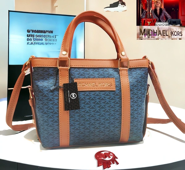 Michael Kors Signature Blue and Tan Handbag
