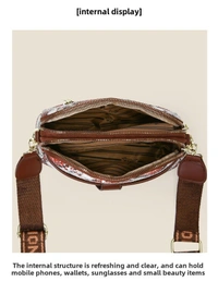 Snakeskin Print Crossbody Bag with Brown Accents