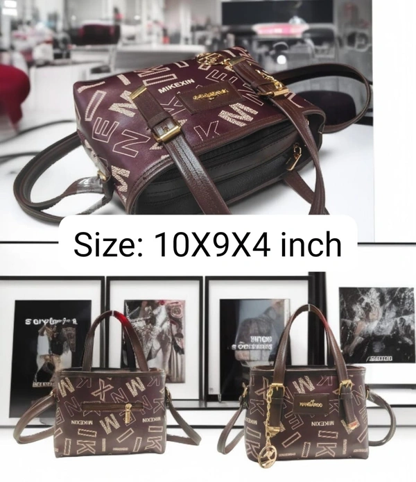 Handardo Monogram Print Satchel with Gold Charm – Chic and Versatile