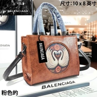 Black Balenciaga Satchel with Swan and Floral Detail