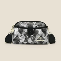 Snakeskin Print Crossbody Bag with Brown Accents